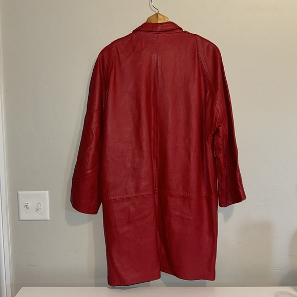 Jonathon Paris Red Leather Oversized Vintage Statement Jacket Made in USA - Picture 5 of 9